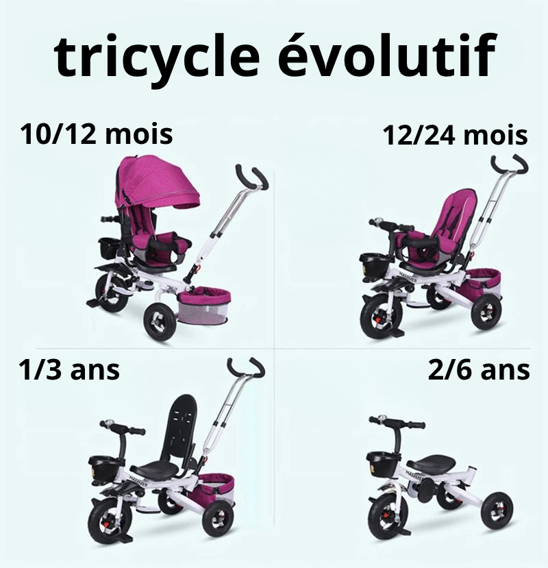 poussette tricycle évolutif de 9 mois à 6 ans